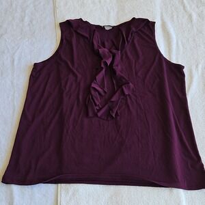 Double‎ Take Purple Woven V-Neck Sleeveless Ruffle Blouse Plus Size 1X